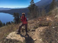 Cindy overlooking Phelps Lake, Grand Teton