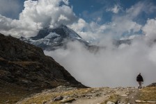 Fog and clouds around the Matterhorn in Zermatt