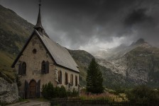 Gletsch at the foot of the Grimsel and Furka Pass